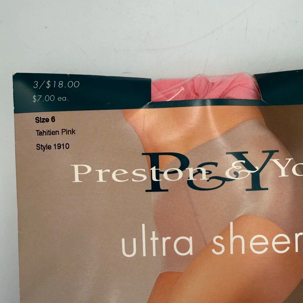 Preston & York 2pk Ultra Sheer Control Top Pantyhose Tahitien Pink Size 6 1910